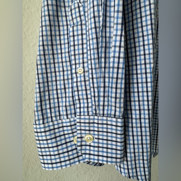 IZOD 2015 Men’s Long Sleeve Button Down Navy/Light Blue/ White Plaid Shirt 4XL - Picture 12 of 17